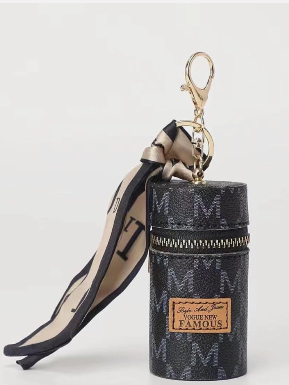 Set of 3 - Lipstick Case / Mini Case Keychain with Mini Scarf